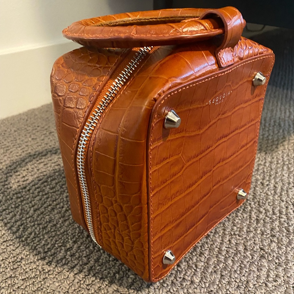 Sequoia Paris Brown Croc Cube Purse
